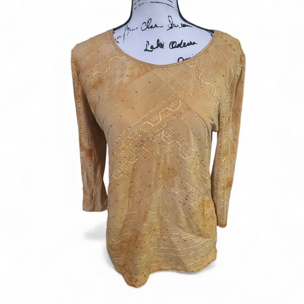 JM Collection Yellow Sequin Shirt